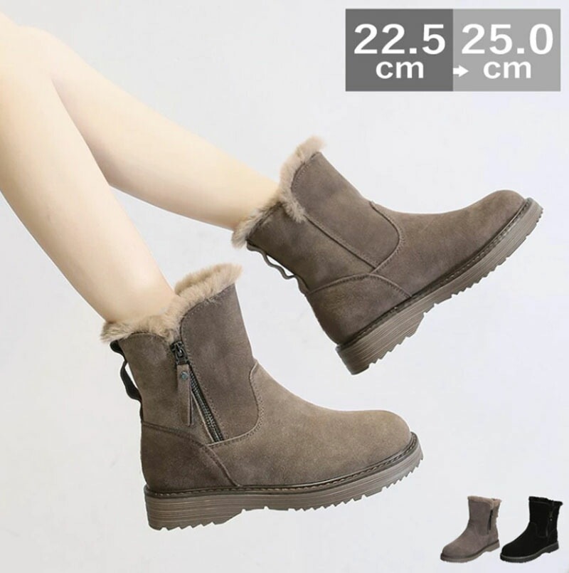 ショートブーツ ブーツ スノーブーツ レディース 歩きやすい スエード ムートンブーツ ローヒール 軽い 軽量 履きやすい 防寒 雪 靴 冬 ファー ボア やわらかい 裏起毛