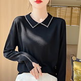 Qoo10] Hermes スカーフ切替プルオーバーニットシャツ ポ