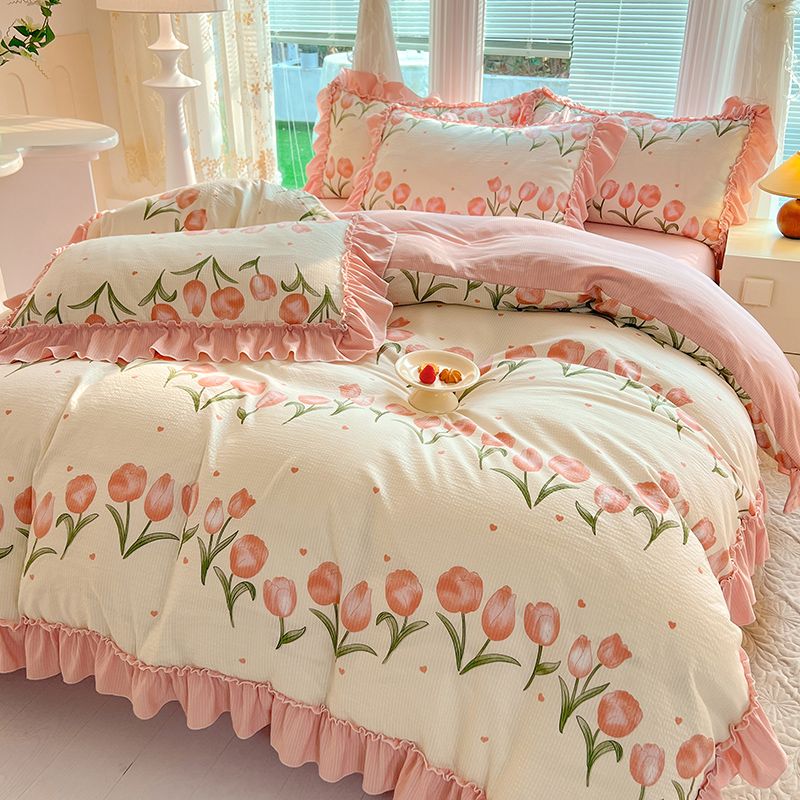 韓国insプリンセス風4点セット 小清新図案デザイン 柔軟で快適 次世代活性捺染技術 多種の色を選ぶことができて 推薦に値する！