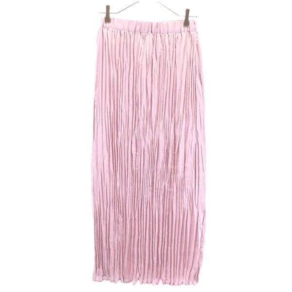 未使用 サテン ロングスカート F ピンク ワッシャー レディース