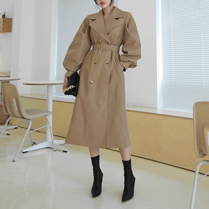 アウター レディース スプリングコート S M L 韓国 トレンチコート ロング丈 長袖 かわいい 大人可愛い きれいめ カジュアル 大人 上品 おしゃれ お洒落 かっこいい ベルト レトロ こなれ感