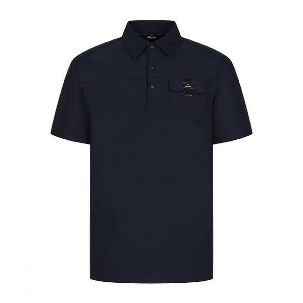 [Phantom] メンズトリコットパンチングカラーポケットカラー半袖Tシャツ