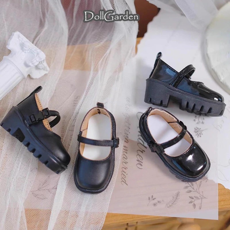 BJD 1/4 ドール用 靴 革靴 黒 厚底 ストラップ付き MSD/mdd/kumakoサイズ球体関節人形用シューズ