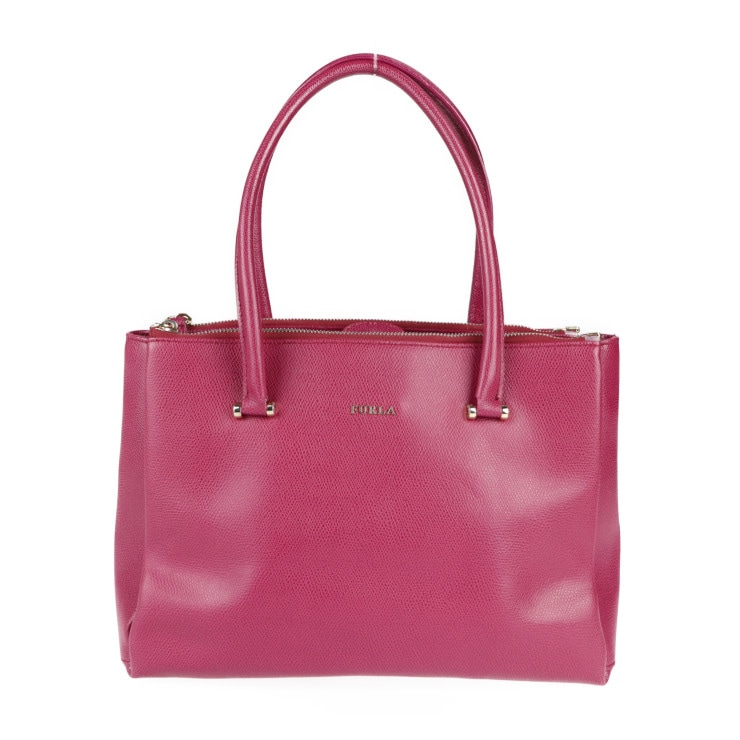 超美品 Furla フルラ ハンドバッグ - LOTUS ロータス レザー ローズ系 ゴールド金具 トートバッグ ショルダーバッグ 本物保証 中古