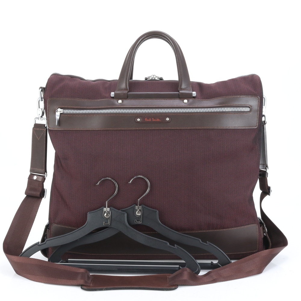 美品 レザー×キャンバス 2WAY ガーメント 斜め掛け ボストン スーツケース キャリーケース 出張 旅行 ビジネス A4 メンズ RUE CQ21-8 中古