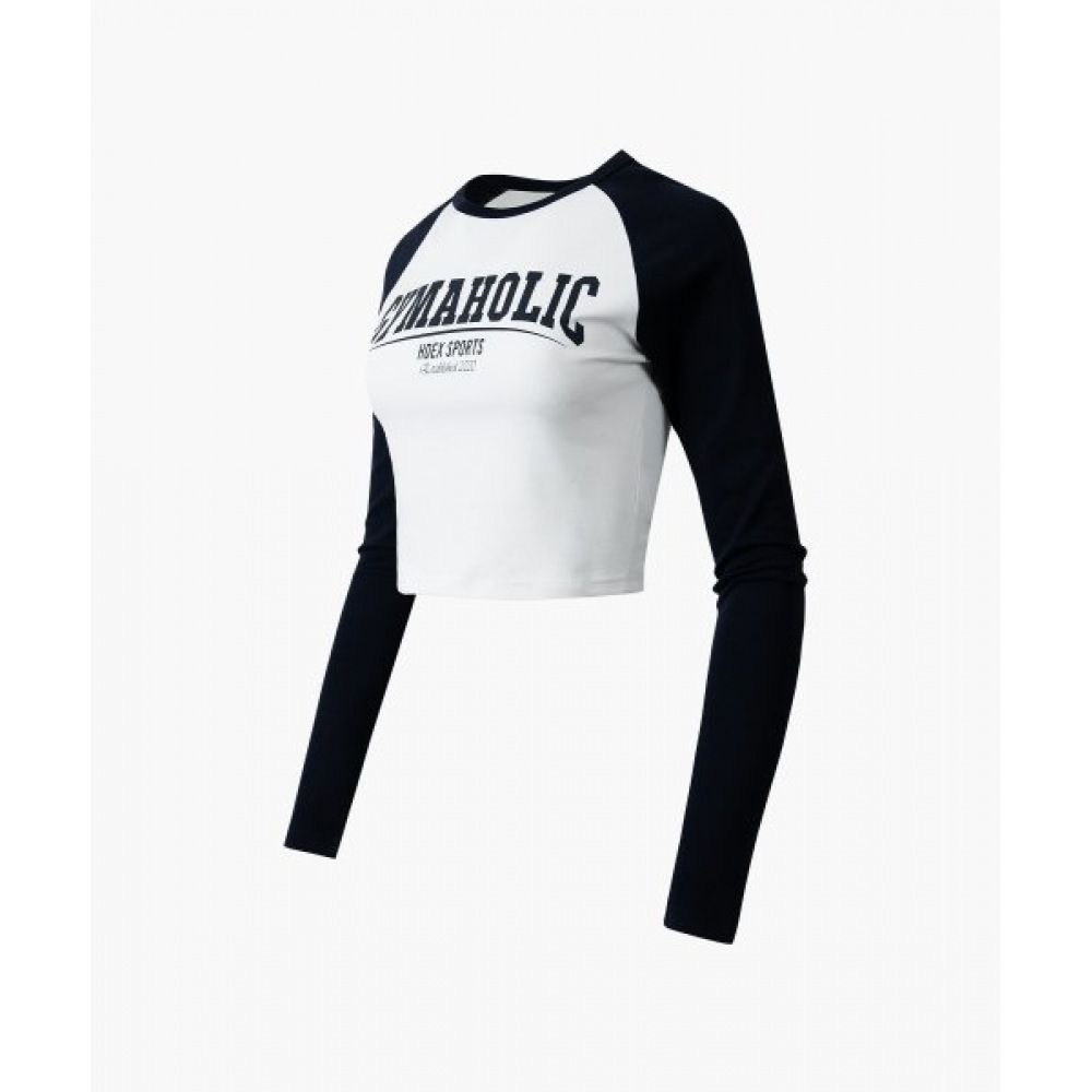 HDEX 女性用ジムホリックラグランロングスリーブ (ホワイト)