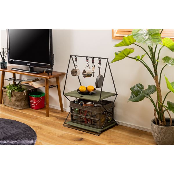 フォールディングハンギングラック 約W47xD33xH71cm グリーン 組立品