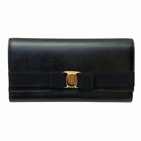 フェラガモ ヴァラ JP-22-E008 リボン 長財布 2つ折り財布 レディース【中古】