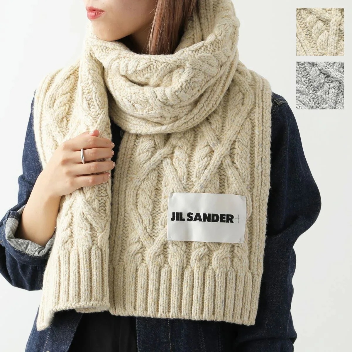JIL SANDER ジルサンダー マフラー J40TE0007 J14522 レディース ウール ケーブル ロゴラベル ストール スカーフ カラー4色