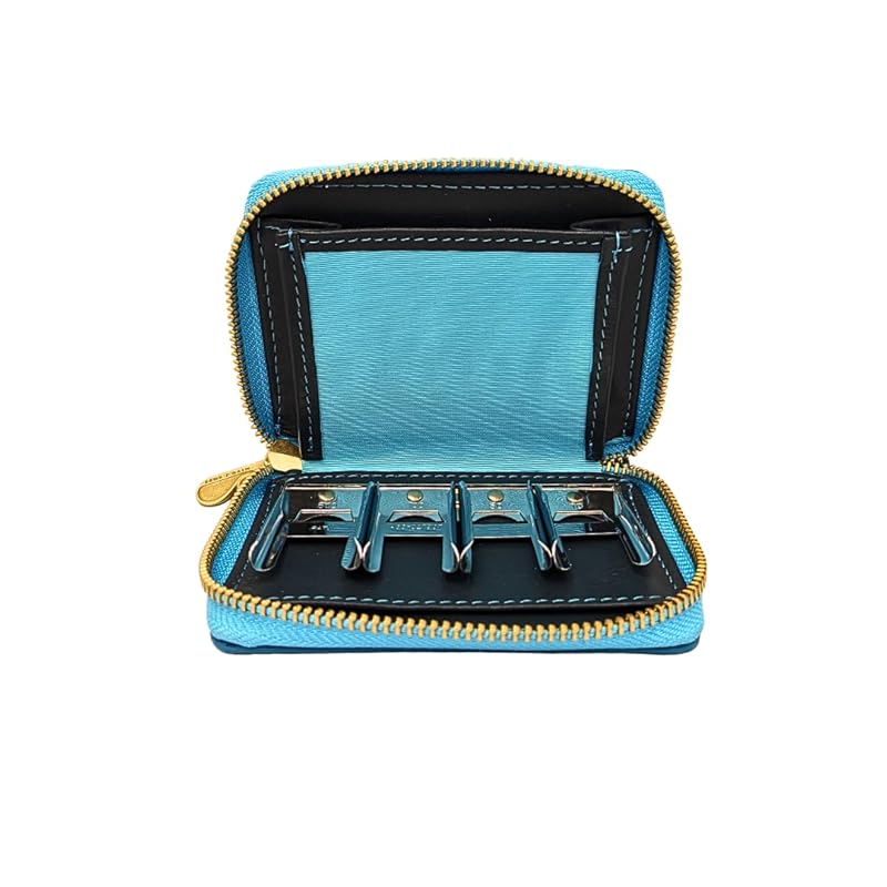 [MIVU神戸]牛革レザー コインキャッチャー コインホルダー ラウンドファスナー小銭入れ ラウンドファスナー小銭入れ/カード入れ/牛革/シュリンクレザー (ターコイズ)