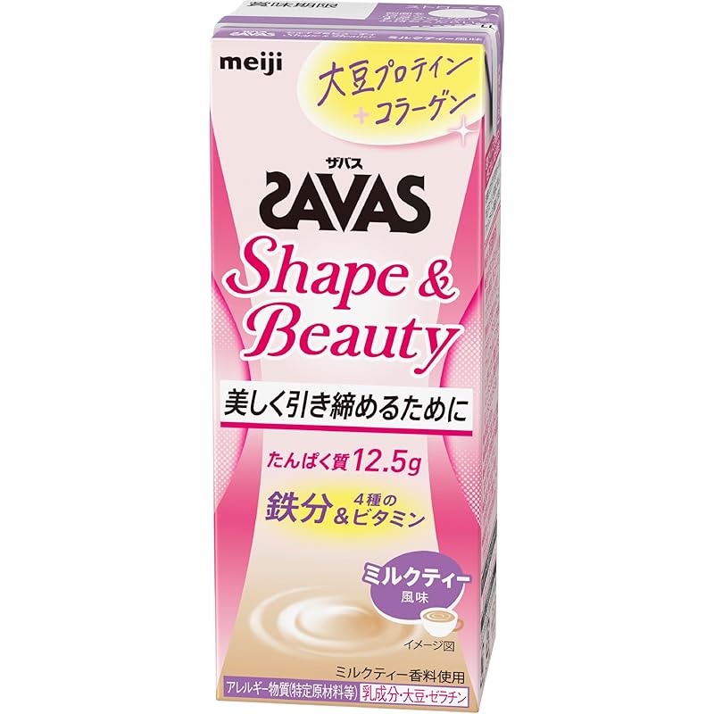 SAVAS(ザバス) シェイプ＆ビューティ ミルクティー風味 200ml×24本 明治 ソイプロテイン