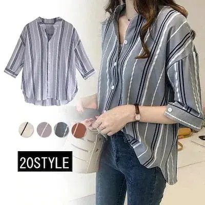 【20点セット】【急速出荷】新作韓国ファッションブラウス レディース オフィス 7分の袖 襟付き vネック シフォン1225 31,294円