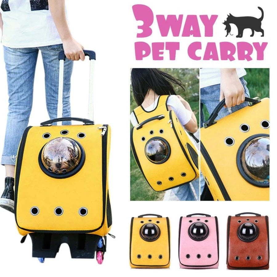 ペットキャリー リュック 猫用 犬用 小型犬 (キャリー付) 避難 おしゃれ バッグ リュックサック 高級レザー調 合成皮革 宇宙船 ドッグ キャット 通院 防災 宅G今日は30パーセント 4,851円