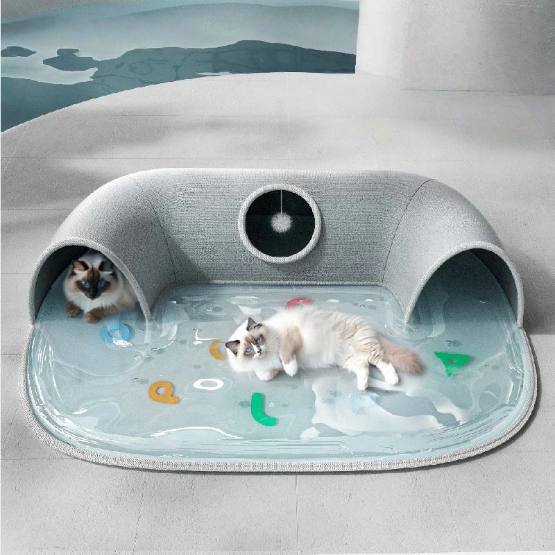 28即納あり猫用冷却ジェルマット ひんやり水床ペットベッド 保冷・断熱 猫暑さ対策 通気性抜群 洗える 猫トンネル付き