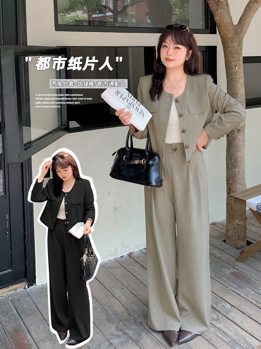 【ぽちゃまに】 2024秋新品 スーツセット XL-5XL 大きいサイズ 上下セット 体型カバー レディース 通勤OL セットアップ メガ割