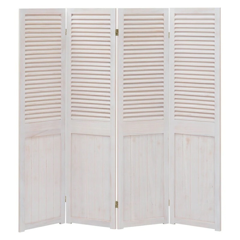 シャビーウッドファニチャー　パーテーション　MS-5914AWシンプルで使いやすいアンティーク調4連パーテーションお部屋の仕切りや目隠しに!