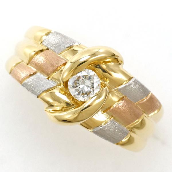 シャレード PT900 K18YGPG リング 指輪 11号 ダイヤ 0.18 ジュエリー 中古