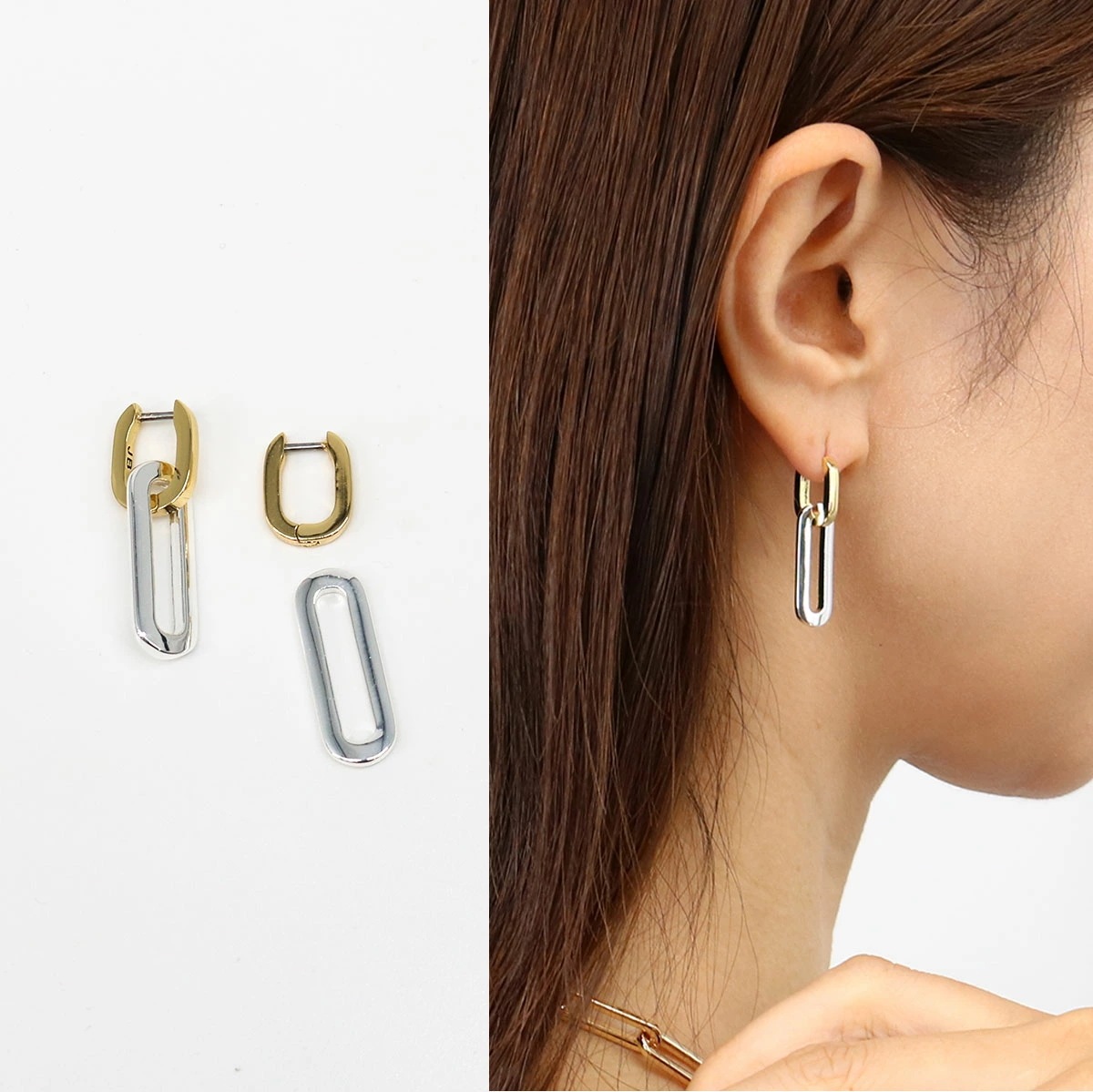 JB3504-TT フープピアス Teeni Detachable Link Earring シルバー GOLD 2WAY アクセサリー ドロップピアス 小物