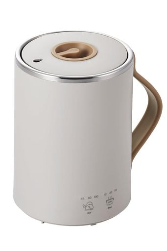 エレコム マグカップ型電気なべ 電気ケトル 350ML COOK MUG クックマグ 【 湯沸かし 煮込み 温度調節 タイマー付き 保温 】 スープメーカー ケーブル長 1.5M グレー HAC-EP