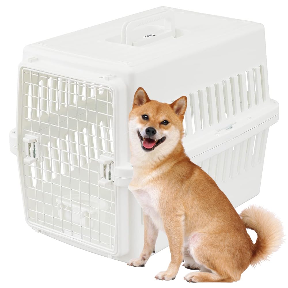 by Amazon エアトラベルキャリー ペットキャリー 中型犬用 67L x 47W x 51H cm ホワイト (Wag)