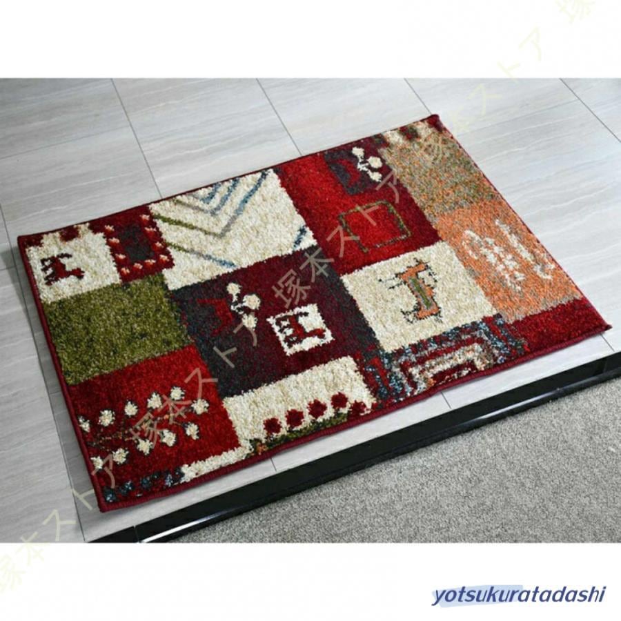 【大好評！最安値挑戦!】ヨーロピアン ヴィンテージ ラグマット ラグカーペット 床暖 玄関マット ギャッベ 70x120 おしゃれ 室内 北欧 厚手 青 ブルー グレー ギャベ 防炎