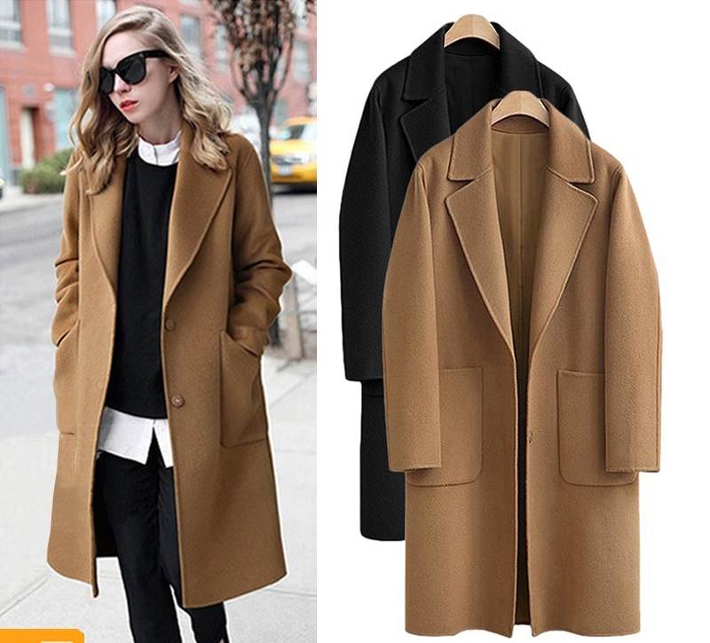 【売れ筋】レディース アウター ウール コート 厚い ロング丈 チェスターコート 襟付き スーツ襟 ポケット付き 長袖 袖あり シンプル 無地 ミドル丈 ゆったり ルーズ お洒落 おしゃれ 大人 上品