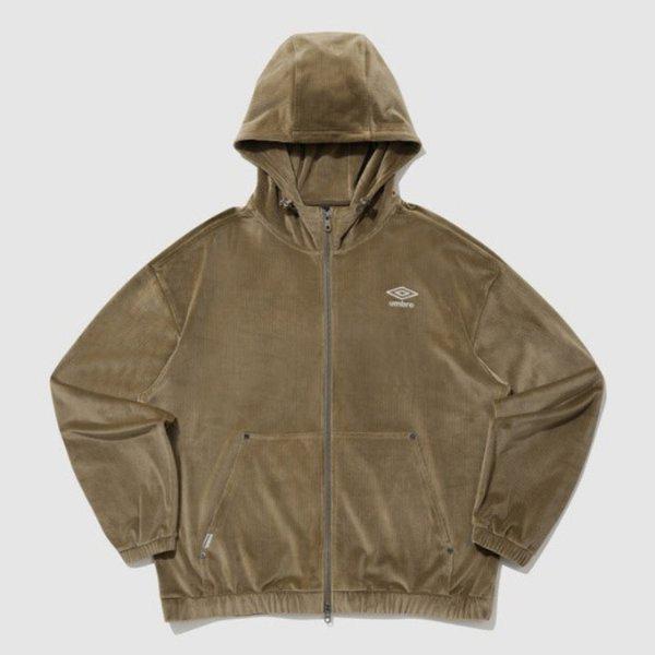 フードジップアップ JQS UP423CFTN7-MBR コーデュロイスパン起毛フードジップアップブラウン