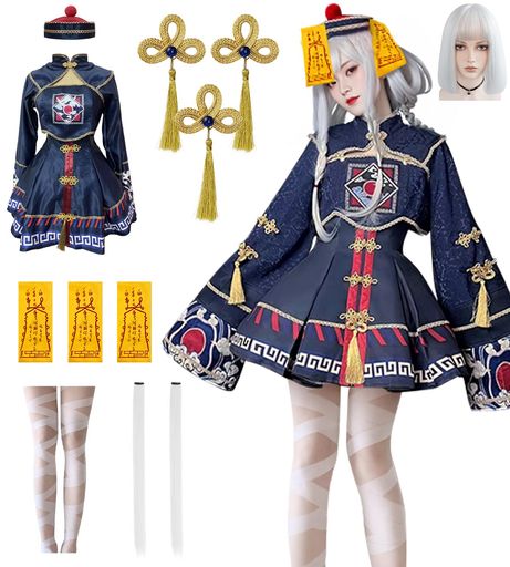 コスパ最高 即納 JIURUN 2025ハロウィン最新 コスプレ 衣装 アニメ キョンシー服 刺繍 コスプレ ゴスロリ ロリータ かわいい レトロ ロリータ 仮装 コスチューム 学園祭 文化祭 イベン
