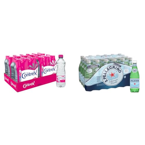 【セット買い】コントレックス (Contrex) PET 500mlｘ24本 [正規輸入品] 超硬水ナチュラルミネラルウォーター(フランス/ロレーヌ地方産)マグネシウム & カルシウム + サンペレグ