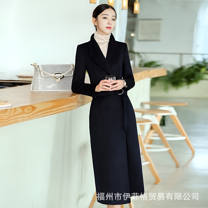 女性のためのハイエンドプロフェッショナルウールコート冬の新しいスリムウールコートスチュワーデスホテル顧客サービス作業服
