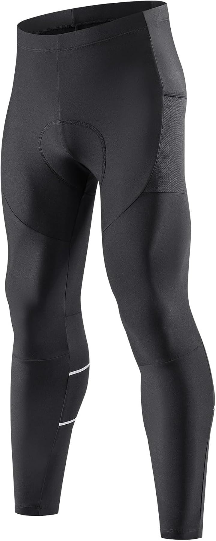 メンズ サイクルパンツ 裏起毛 サイクリング サイクルウェア 自転車パンツ 4Dパッド 保温 防風 通気 弾力(ブラック, L)