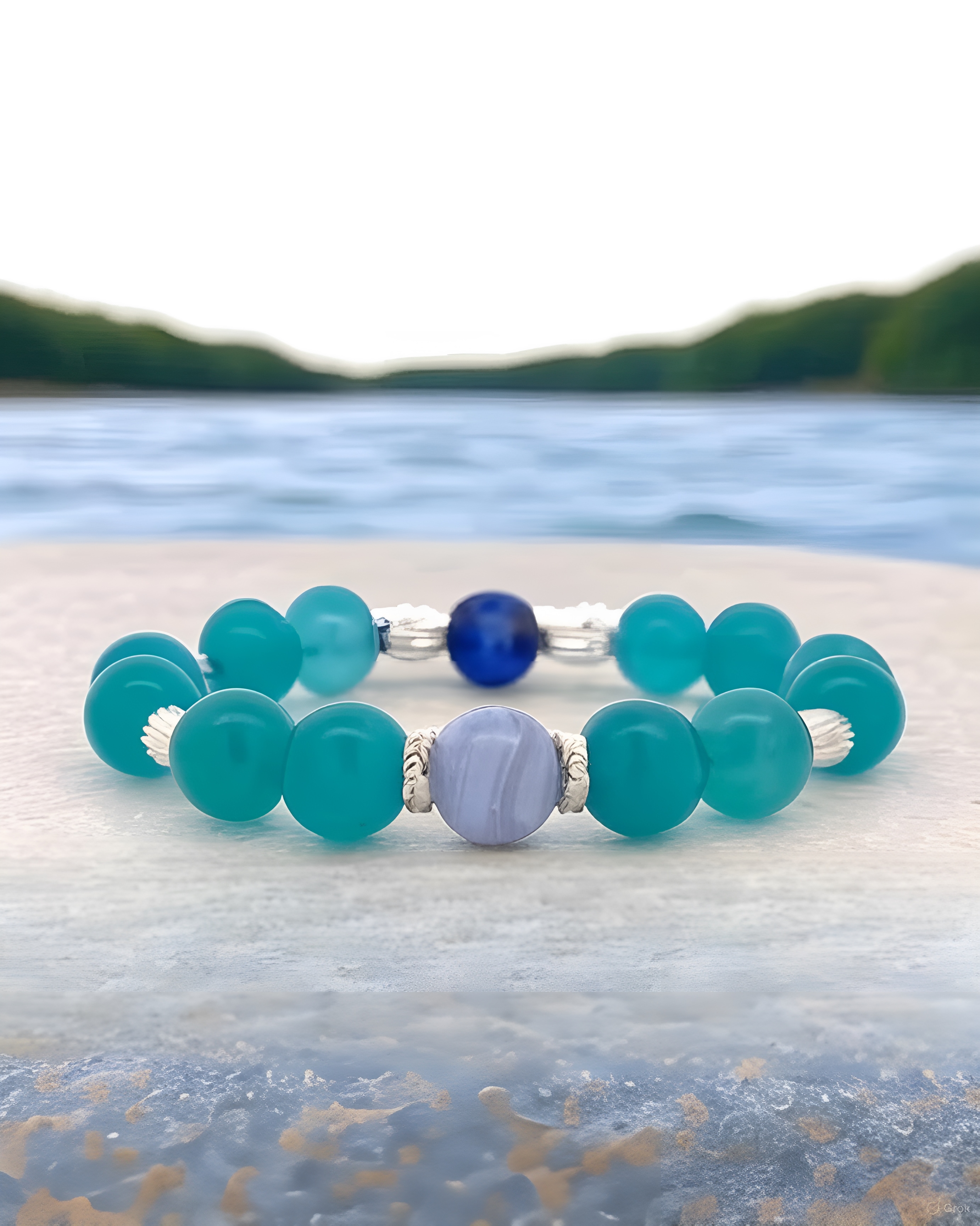 エネルギーフローウォーターアマゾナイトアゲートキャッツアイカイヤナイト風水クリスタルブレッシングブレスレット