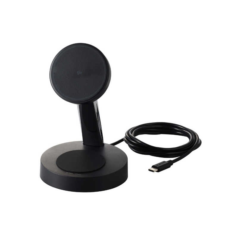 エレコム　ELECOM　ワイヤレス充電器 Qi 認証 Qi2 対応 15W/ 7.5W/ 5W マグネット式 充電スタンド 2in1 同時充電 ケーブル一体 1.5m　W-MS11BK 5,130円