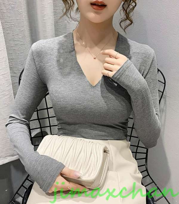 サマー　Ｔシャツ 長袖 タートルネック セーター レディースファッション タートル 胸開きタート セクシー ベアトップ 韓国風