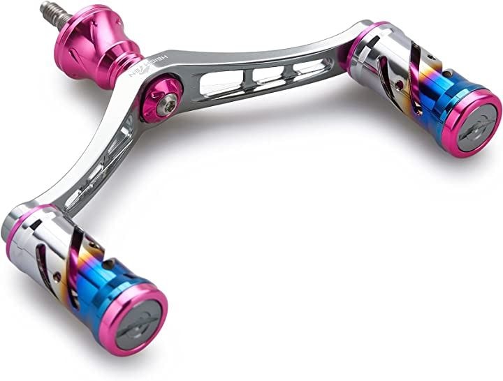 92mm リール ハンドル 16mm ノブ 搭載 シマノ ダイワ 通用 スピニングリール用 Vortex Series ピンク ノブ＆ガンメタル(ピンク(ノブ)＆ガンメタル(ハンドル))