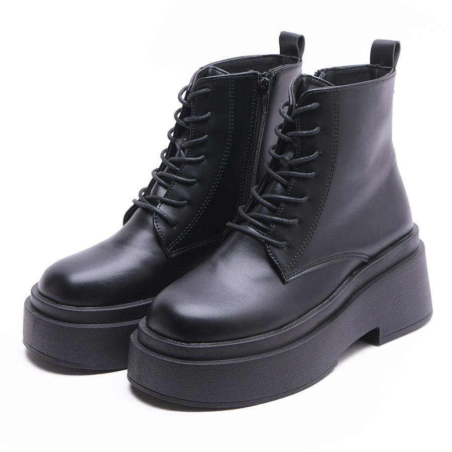 ショートブーツ レディース ローヒール 厚底 レースアップ 編み上げ サイドジップ ジッパー大きいサイズ 痛くない 歩きやすい 柔らかい 疲れにくい 履きやすい