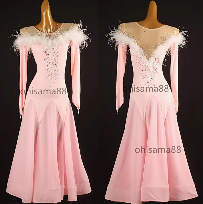 モダンドレス 練習着 ワルツ 社交ダンス衣装 競技用のドレス 団体ウエア 高品質 優雅 ダンドレス 着痩せ 社交ダンスドレス モダン衣装 大きい裾 ワンピース ダンスウェア スタンダードドレス レディ