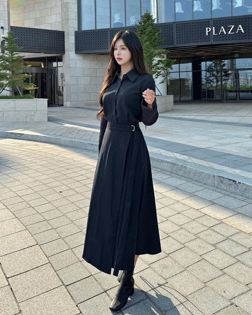 シャツラップロングワンピース