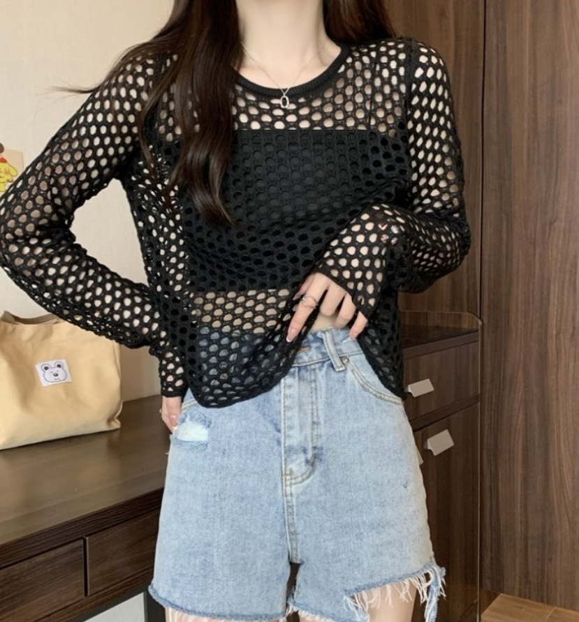 トップス デート モテアイテム カットソー 長袖 かぎ編み シースルー コットン 大人可愛い きれいめ 上品 おしゃれ かっこいい 大人可愛い ラブリー キュート ガーリー クール モード系 セクシー