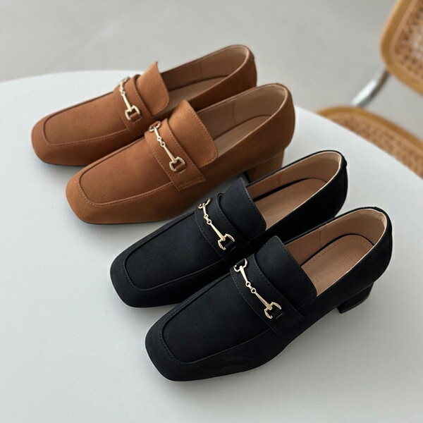 ローファー ビットローファー モチーフ スクエアトゥ 天然牛革 レディース ローヒール 黒 茶 ブラック ブラウン おじ靴 革靴 オックスフォード 靴 婦人靴 韓国