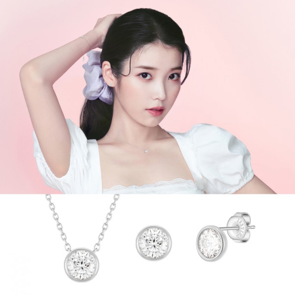ジェスティーナ [アイユーピック] ホワイトモンドネックレス+イヤリングセット (SET-J0-0327)