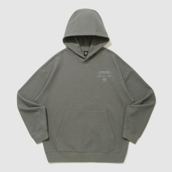 フーディーLQC UQ221CHD49-DKA レイトチェックアウトワッフルフーディー DEEP KHAKI