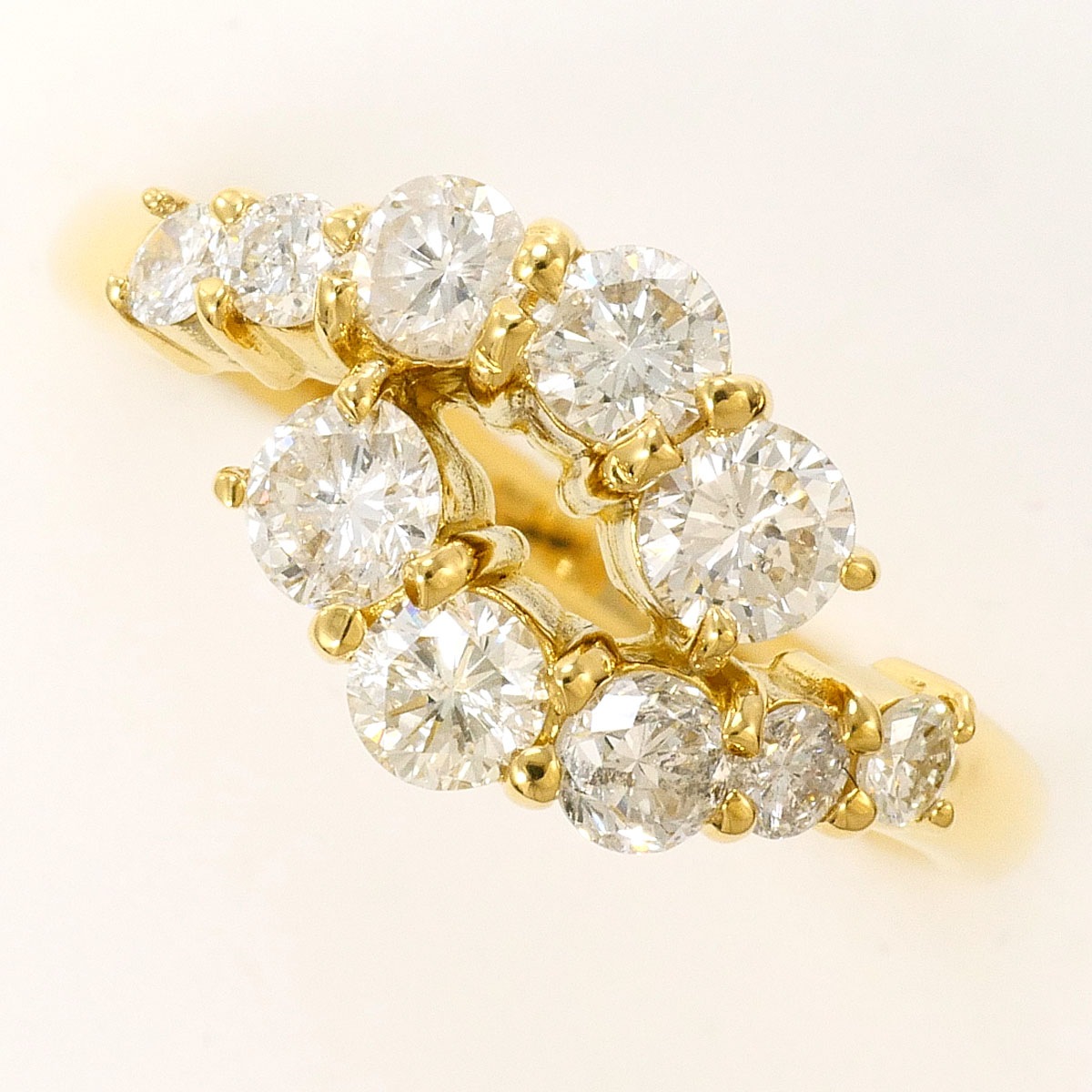 K18 18金 YG イエローゴールド リング・指輪 13号 ダイヤモンド 1.08ct 鑑別書 総重量約2.6g 中古