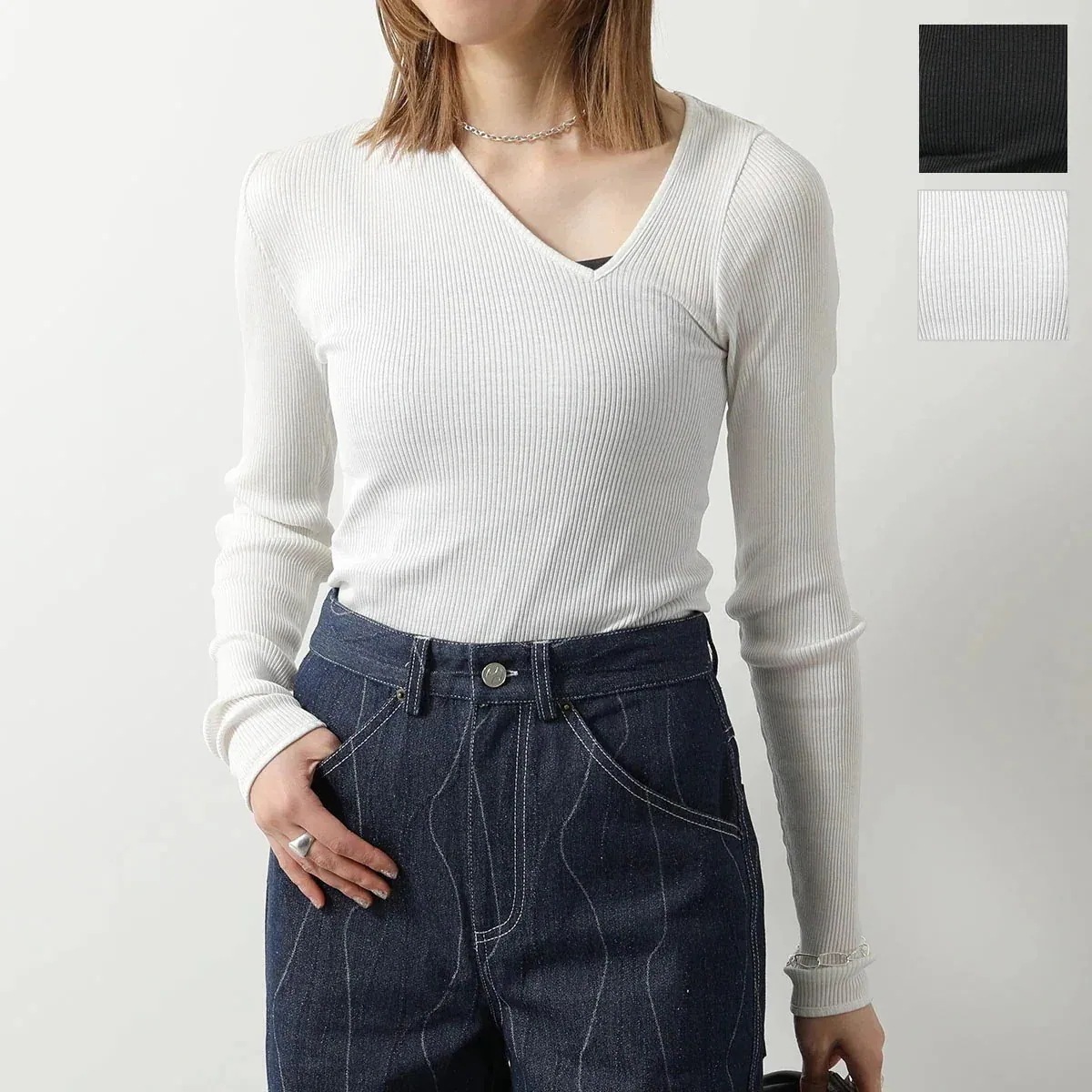 OperaSPORT オペラ スポーツ リブトップス EVE SEAMLESS TOP N1 レディース Tシャツ ロンT カットソー 長袖 シルク Vネック 【mega】
