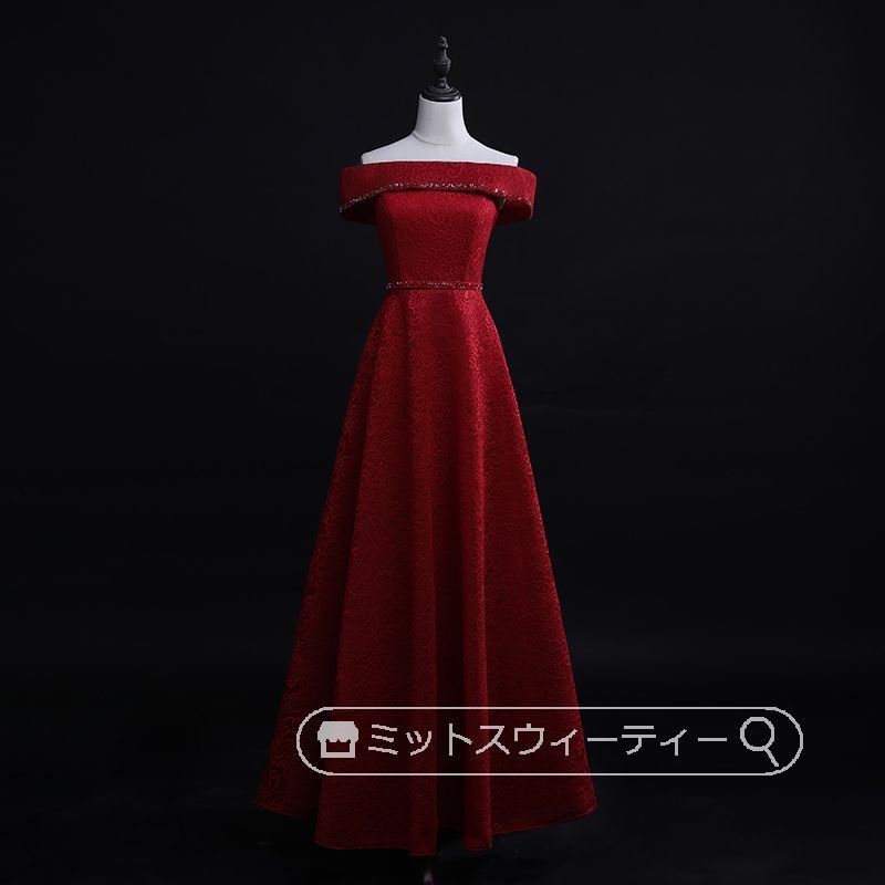 カラードレス 演奏会 ロング 舞台 声楽 花嫁 衣装 Aラインドレス 赤 コンクール ピアノ発表会