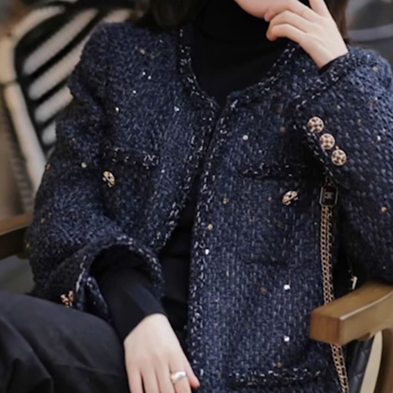 レディース ジャケット ノーカラージャケット ロング 長袖 Uネック ラウンドネック 前開き コンサバ ボタン ツイード かわいい 大人可愛い 上品 おしゃれ かっこいい レトロ ガーリー ルーズ