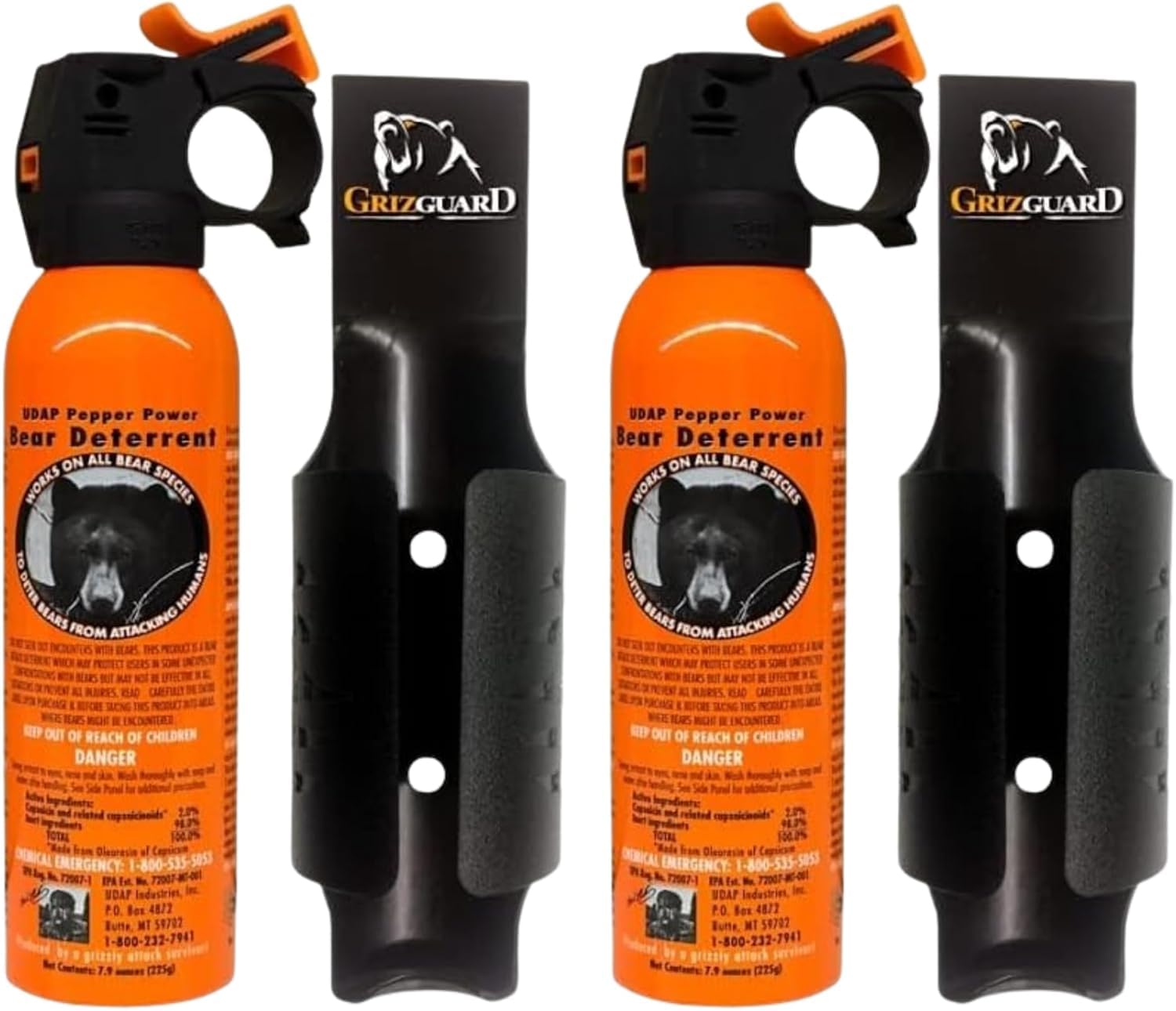 EPA認証済み ＵＤＡＰ 熊撃退スプレー 2本セット ホルスター付 （アメリカ森林警備隊採用品）正規輸入品 熊スプレー 業務用 自治体導入 法人 専用ホルスター