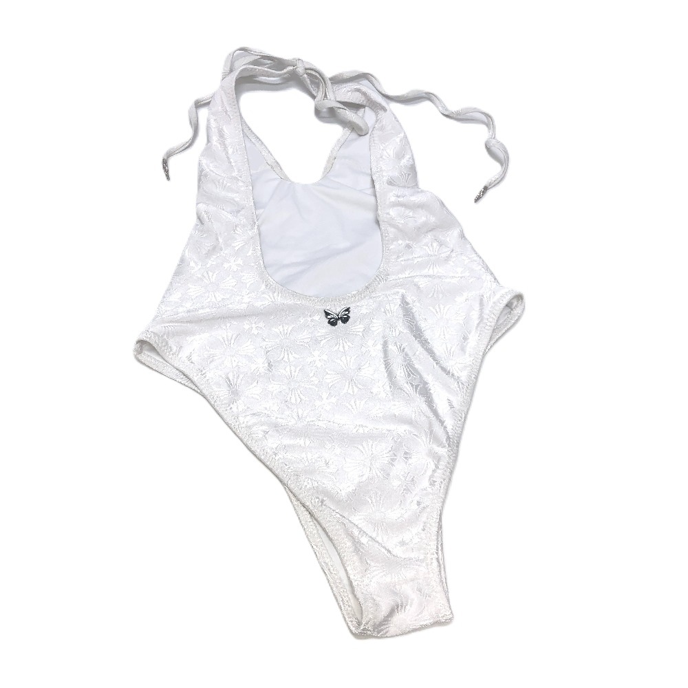 水着 総柄 アパレル CHプラス ロゴ スイムウエア 紐 ポリアミド ホワイト