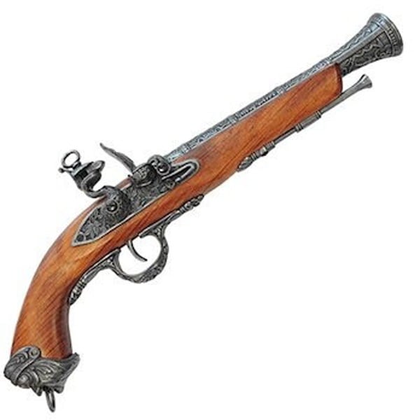 DENIX デニックス 1031/G イタリアン フリントロック グレー 39cm レプリカ 銃 モデルガン フリントロックピストル コスプレ 小物 模造 ピストル リアル 拳銃