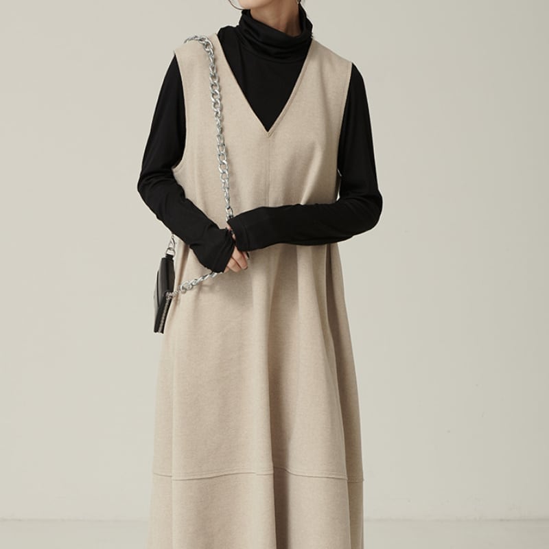 レディース ワンピース ノースリーブ ベージュ エレガント 秋 冬 秋冬 ニュアンスカラー 6,146円